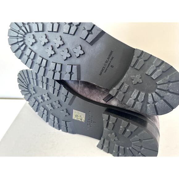 Manolo Blahnik Men Boots Fullis in Gray Lace Up Leather UK 8 Made in Italy NEW - Picture 4 of 10